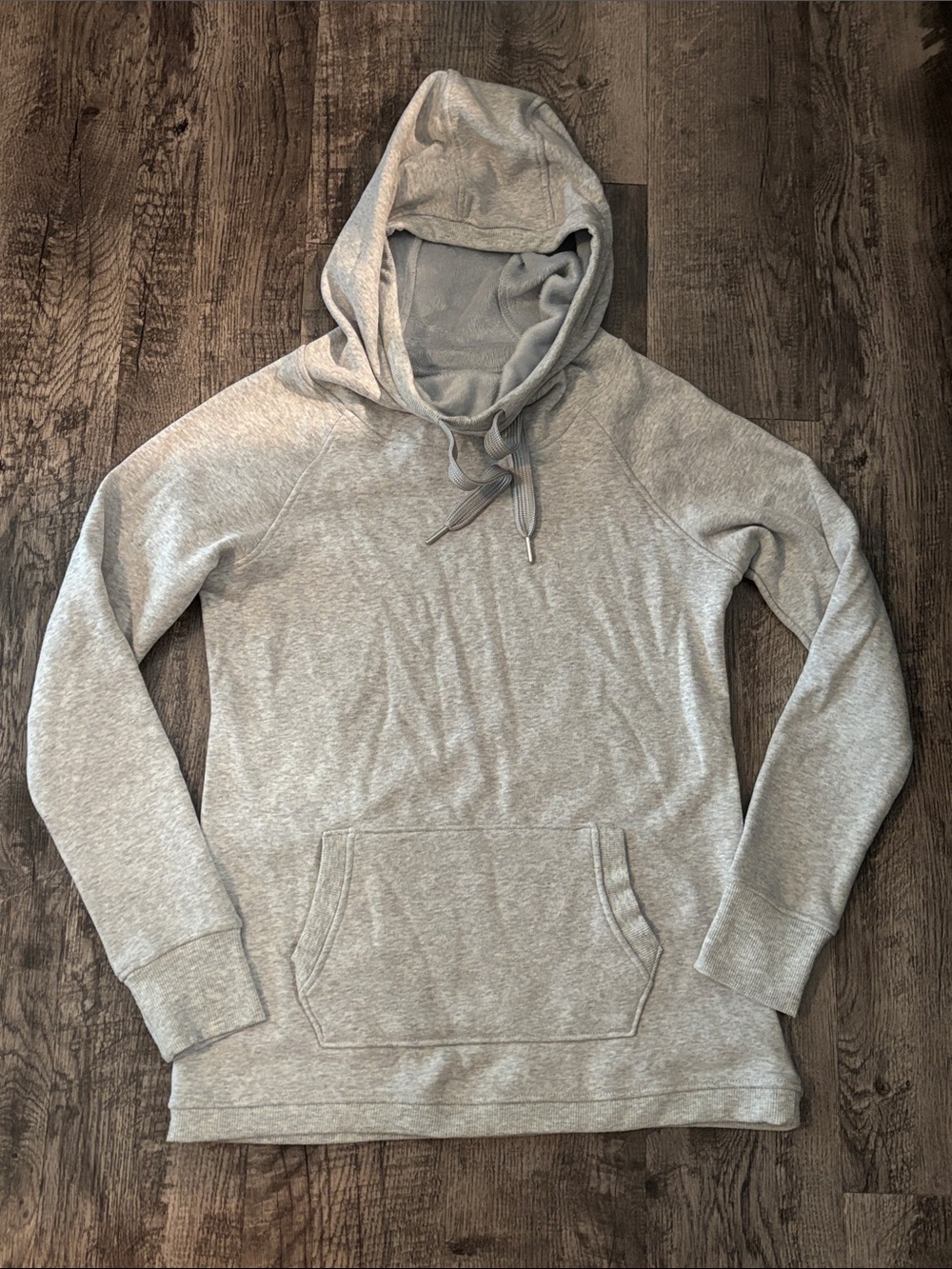 90 Degree Cowl Neck Hoodie Sweatshirt - Plush Lined - Light Grey - Size Small